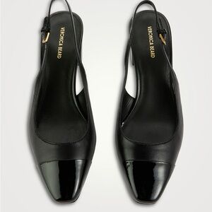 Veronica Beard Cecile Black Mesh & Leather Slingback Heel, 30mm